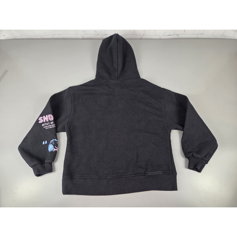 Zara Peanuts Snoopy Puppy Love Always Hoodie Black Sweater Unisex Kids 11-12 EUC - Picture 2 of 8